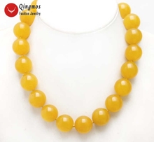 Cuentas redondas de color amarillo Natural, accesorio auténtico de 18mm, 17 "necklace-nec5984, venta al por mayor/al por menor, envío gratis 2024 - compra barato