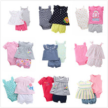 3Pcs Sets Newborn Infant Baby Girl Clothing 2019 Summer Cotton Quality Baby Girls T-Shirt+Bodysuit+Shorts Bebe Kid Girls Outfits 2024 - buy cheap
