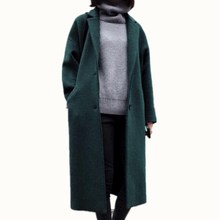 autumn winter 2020 women Loose long wool blends coat turn down collar retro cashmere coat 2024 - buy cheap