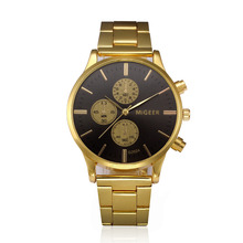 Relógio de pulso analógico masculino, relógio de quartzo estilo clássico dourado, pulseira de aço inoxidável 2024 - compre barato