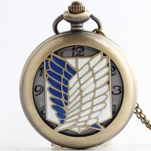 Unisex Unique Design Bronze Attack on Titan Wings of Liberty Clamshell Quartz Pocket Watch Watch Gift Regarder P2652 2024 - buy cheap