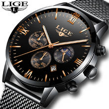 LIGE Watch Men Fashion Sports Quartz Clock Mens Watches Top Brand Luxury Mesh belt Business Waterproof Watch Relogio Masculino 2024 - buy cheap