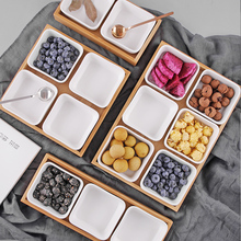 Креативная прямоугольная керамическая тарелка десерт сухофрукты коробка для хранения еды для перекуса многоцветные конфеты сухие закуски еда десерт поднос для чая 2024 - купить недорого