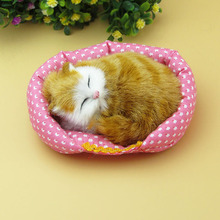 simualtion cat model plastic& furs about 13x10cm sleeping yellow cat handicraft ,home decoration Xmas gift w5751 2024 - buy cheap