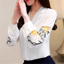 Women Blouses Tops and Blouses For Women Flower Long Sleeve Ladies Shirts Spring White Blusas Plus Size XXXL Blusa Feminina D070 2024 - buy cheap