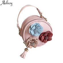 Aelicy 2019 Fashion Flowers Tassels Shoulder Bag Ladies Crossbody Messenger Bag Handbags Coin Package Circular Leather Children 2024 - buy cheap