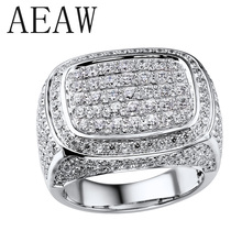 AEAW-anillo de compromiso de moissanita para hombre, sortija de 10mm de ancho, Color DF, sólido, 14K, 585, blanco, amarillo, rosa, oro 2024 - compra barato