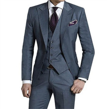 Terno masculino feito sob medida cinza, terno de casamento 3 peças (jaqueta + calça + colete + gravata), baile de formatura, terno masculino, blazer 620 2024 - compre barato