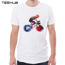 TEEHUB Cyclist Men T-Shirt O-Neck Hipster Space Bicycle Printed Tops Short Sleeve Men's Geek Tee Shirts 2024 - buy cheap