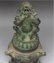RHS0105 9" Tibet Old Bronze Mahakala Wrathful Deity Buddha Statue incense Burner Censer 2024 - buy cheap