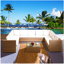 2016 PE rattan sofa high quanlity garden furniture new design rattan furniture patio furniture lounge tea table wicker cushioned 2024 - buy cheap