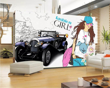 Beibehang papel de parede 3d foto europa e américa pintura à mão loja de roupas de beleza cosméticos loja fundo parede 2024 - compre barato