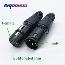 Smonisia 100pcs Gilt-pin 3-pin Black Cannon XLR Male/Female Plug for Microphone 2024 - buy cheap