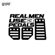 QYPF 15,5 см * 10,6 см креативные настоящие мужские с 3 педалями забавные виниловые наклейки на автомобиль черные серебряные аксессуары C15-0074 2024 - купить недорого