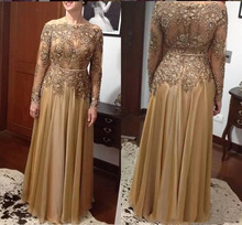vestidos de marina Luxury Beading Gold Mother of the Bride Dresses  Plus Size Wedding Party Gowns Long Sleeves Mother Dress 2024 - buy cheap