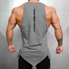 Camisa sem mangas masculina, camiseta regata fitness de algodão sólido com músculos 2024 - compre barato