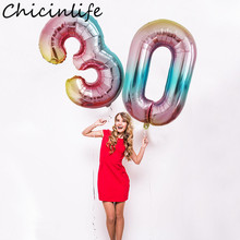 Chicinlife-Globo de papel de aluminio para decoración de fiesta de cumpleaños, suministros de aniversario, globo de aire Digital de 32 pulgadas, número de Color degradado, 0 a 9, 1 unidad 2024 - compra barato