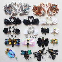 10Pcs/Lot Clothing decorative beading sequins diamond black white swan bee dragonfly lace patch hair DIY manual bag accessories 2024 - buy cheap