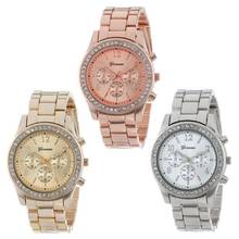 Women Watch 2016 Geneva Watches Faux Chronograph Quartz Plated Classic Round Ladies Women Crystals Wrist Watch montre femmes New 2024 - buy cheap