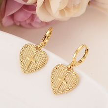 Pendientes colgantes dorados en forma de corazón de Dubái para mujer, joyería a la moda, aretes de gota de Metal dorado para niñas, regalos para niños, boda, novia 2024 - compra barato