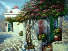 Impresiones en lienzo de flores, pintura al óleo del Mar Mediterráneo sobre lienzo, bougainvillea, cuadro decorativo 2024 - compra barato