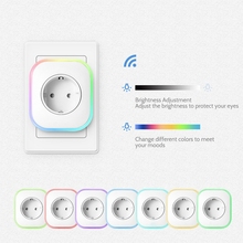 Smart EU plug Wifi Socket with switch Phone APP Voice Remote Control Home Automation Timer Switch Wall Plug with RGB LED Light 2024 - buy cheap