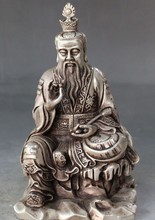 YM  309  8" Chinese Silver Taoism Founder Taishang Laojun Senior moral Immortals StatUE 2024 - buy cheap