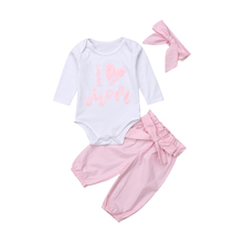 0-24M Newborn Baby Girl Clothes Long Sleeve Cotton Bodysuit Tops Long Pant Headband 3PCS Outfits Girls Clothing Set 2024 - buy cheap