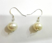 Pendiente de gancho colgante para mujer, joyería de perlas blancas de 10mm, perlas naturales reales de agua dulce 2024 - compra barato