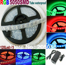 16.4FT Double Row 5050 RGB LED Strip 5M 600 Leds SMD Light Tube Waterproof ribbon light 12V+44 key IR remote controller+adapter 2024 - buy cheap