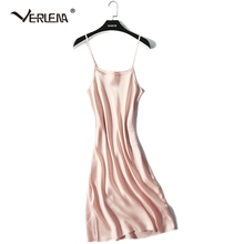 Plak ena vestido de verão 2019, feminino, seda natural, sem mangas, com alças, liso, casual, limpo, novo, 100% 2024 - compre barato