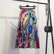Женская плиссированная юбка трапециевидной формы с принтом из мультфильма, синяя и розовая юбка с высокой талией для лета, 2019 2024 - купить недорого