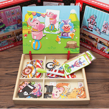 Multifunctional Educational Wooden Magnetic Changing clothes Puzzle Toys for Children Kids character Jigsaw Baby's Drawing Easel 2024 - buy cheap