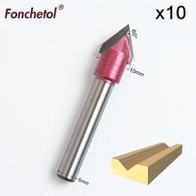 6mm*10mm*60degrees-10pcs,CNC solid carbide 3D End Mill,tungsten steel woodworking insert router bit,wood tools,3D V Bit 2024 - buy cheap