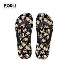 FORUDESIGNS Fashion Women Cute Animal Summer Beach Flip Flops Pug Dog Print Light Weight Rubber Sandals for Girls Casual Slipper 2024 - buy cheap