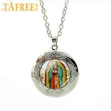 TAFREE-Colgante de Nuestra Señora de Guadalupe para hombre y mujer, colgante religioso de la Virgen María, cúpula de cristal, medallón, collar, joyería, encanto, N358 2024 - compra barato