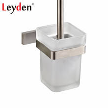 Leyden квадратный держатель для туалетной щетки из матовой никелевой нержавеющей стали настенный со стеклянной чашкой для туалетной щетки аксессуары для ванной комнаты 2024 - купить недорого