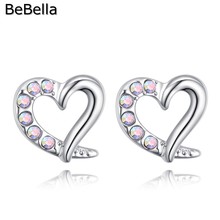 BeBella-pendientes de tuerca de corazón para mujer, diseño hecho con cristal checo, regalo de Navidad, joyería de boda 2023 - compra barato