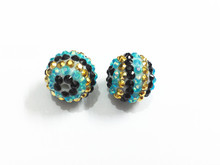 Newest  20mm 100pcs/lot Blue/ Black / Gold Stripe Resin Rhinestone Ball Beads For Fashion Chunky Jewelry DIY/Hand Made Design 2024 - buy cheap