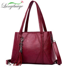 New Leather Tassel bags Large Capacity Women Shoulder Messenger Bag Handbag Famous Big Bag Designer Handbags High Quality Sac 2024 - buy cheap