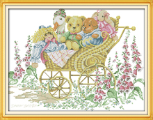 Happy liitle bears cross stitch kit 14ct 11ct count print canvas stitching embroidery DIY handmade needlework 2024 - buy cheap