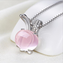 LUKENI Top Quality Women Rose Gold /Silver 925 Necklace Jewelry Vintage Crystal Pink Rabbit Pendant Necklace For Girls Bijou Hot 2024 - buy cheap