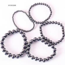 Weight Loss Bangle Hematite 4 6 8 10 12MM Round Beads Stretch Bracelet For Men and Women Anti-Fatigue Magnetic Therapy Bracelets 2024 - buy cheap