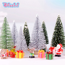 2pcs Simulation Christmas Tree figures toys Silver Green Plant model anime Figurine home decoration Resin Craft Play House Toy 2024 - buy cheap