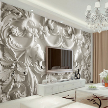 Papel tapiz personalizado de cualquier tamaño, Mural de estilo europeo clásico, Blanco, en relieve, 3D, estéreo, para sala de estar, TV, Mural de pared 2024 - compra barato