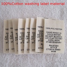 1000PCS Custom print care label Cotton Beige clothing tags washing labels loop fold 2.5 * 8 m 2024 - buy cheap