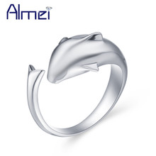 Almei Adjustable Dolphin Love Rings for Women Girls Children Fashion Animal Opening Anillos Female Jewelry Anel Feminino J037 2024 - buy cheap