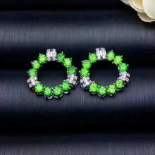 Natural flexiglass ear nail 925 pure silver inlaid fashion style emerald ear jewelry birthday gift 2024 - buy cheap