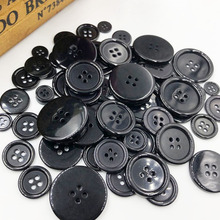 50 Uds 11/15/18/20/25/30mm Color negro 4 agujeros botones de plástico Flatback botones de la camisa accesorios para la costura de prendas PT251 2024 - compra barato