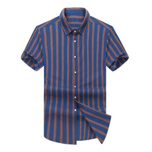 Summer Men Shirt Casual Brand 2020 Men Short Sleeve Male Shirts Cotton Slim Loose Striped Men's Shirts Tops Plus Size 5XL 6XL 2024 - buy cheap